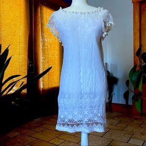 60’s inspired, White lace dress, Lined